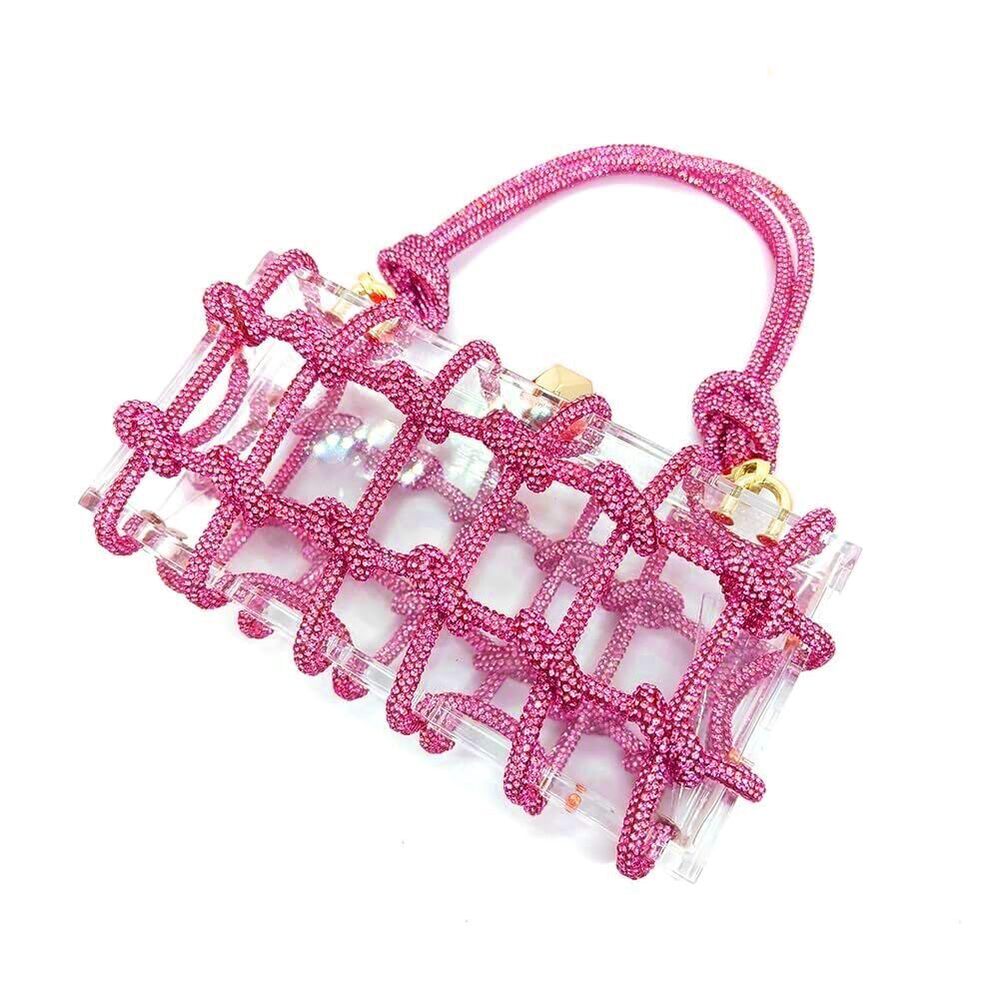 8531 Clear Acrylic Bag Rhinestone Acrylic Clutch Crystal Evening Purses View 4